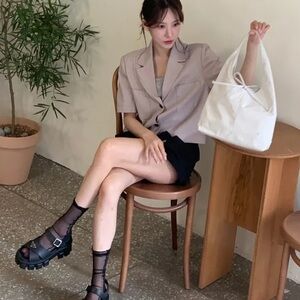 New DEPOUND PINO HOBO BAG Medium Size Ivory Vegan Faux Leather Minimalist 90s